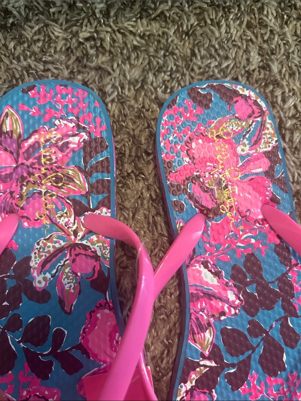 NWT Lilly Pulitzer blue rhapsody orchid flip flop - Picture 3 of 6